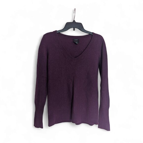 Halogen Women's Purple Eggplant 100% Cashmere V-Neck Sweater Medium - Picture 1 of 4